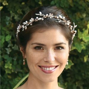 Rose Gold Blush Crystal Floral Hair Vine